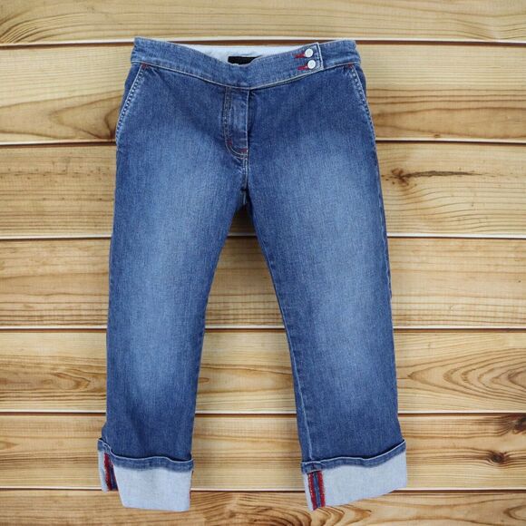 The Limited Capri Jeans Cuffed Womens Size 6 Blue Faded‎ Stretch Denim Low Rise - Picture 1 of 6